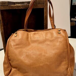 American Leather Co. Lenox Triple Entry Satchel Cafe Latte Double Shoulder Bag